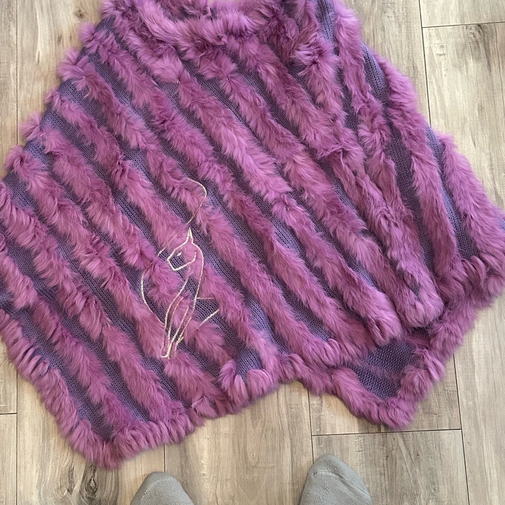 Baby Phat Fur Purple Striped Poncho